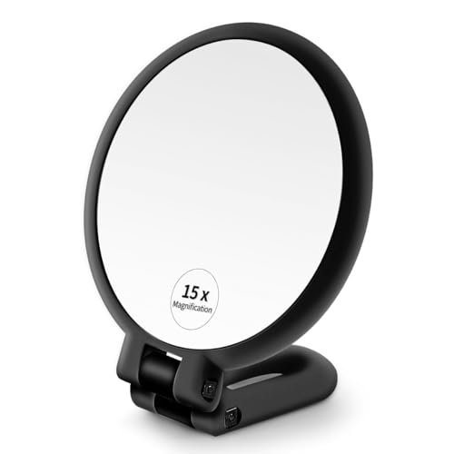 Foldable Handheld Makeup Mirror with Magnification, for Desk Make Up, Magnifying Hand Held Mirror, Double Side Folding Women Adjustable Handle Travel(Folding Hand Held Mirror (White)) Foldable Handheld Makeup Mirror with Magnification, for Desk Make Up, Magnifying Hand Held Mirror, Double Side Folding Women Adjustable Handle Travel(Folding Hand Held Mirror (White))