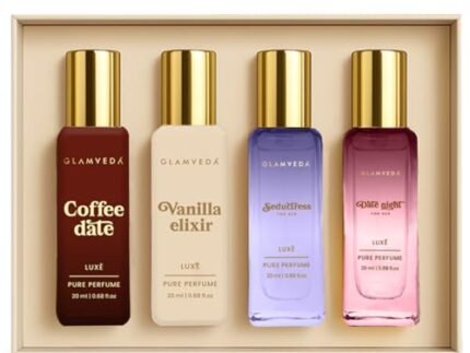 Glamveda Scent Sedution Set 4x20ml | Luxury Long Lasting Women Gift Set | Perfume for Woman | Floral, Fruity, Premium Fragrance Scent | Festive Gift Set | Perfume for Women