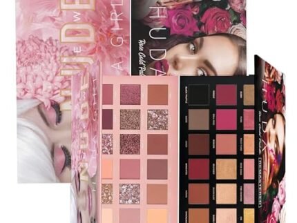 HUDA GIRL Beauty Rose Gold Remastered + Nude Edition Eyeshadow Palette Combo Kit – 36 Matte and Shimmer Finishes, Includes Black Eyeshadow – Complete Eye Shadow Palette Set