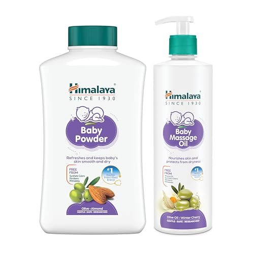 Himalaya Baby Massage Oil (500ml) + Baby Powder (700g) – Combo Set | No.1 Doctor Recommended Brand Himalaya Baby Massage Oil (500ml) + Baby Powder (700g) – Combo Set | No.1 Doctor Recommended Brand