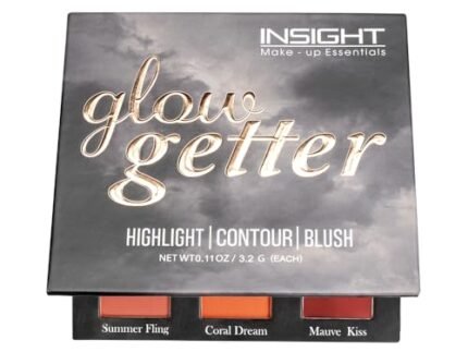 INSIGHT Glow Getter 3-in-1 Blusher, Highlighter & Contour Palette | Face Sculpting, Shimmer & Glow Makeup Compact | Long-Lasting, Travel-Friendly 28.8 g