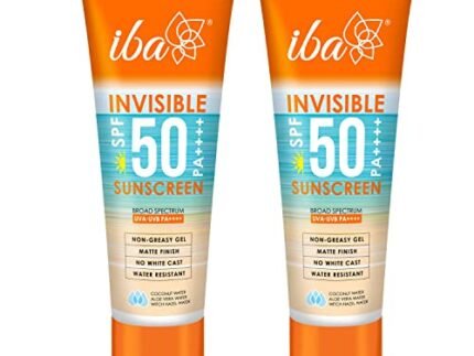 Iba Invisible Spf 50 Sunscreen Pa++++ For All Skin Types Gel Based Oil Free Matte Finish, Ultra light, For Oily and Dry Skin Paraben Free For Indian Summer Complete Sun Protection Formula | Halal Certified & Vegan 100 g (Pack Of 2)