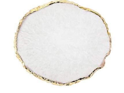 JASSINS Resin Nail Art Palette,Nail Art Painting Mixed Color Palette Gold Edge Nail Gel Color Makeup Display Board(White)