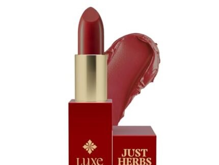 Just Herbs Luxe Satin Melt High Shine Lipstick | Luxury Makeup | Ayurvedic Formula | Long Lasting Shine | Ayurvedic Lipstick – 4 gm (04 EMPRESS MAROON)