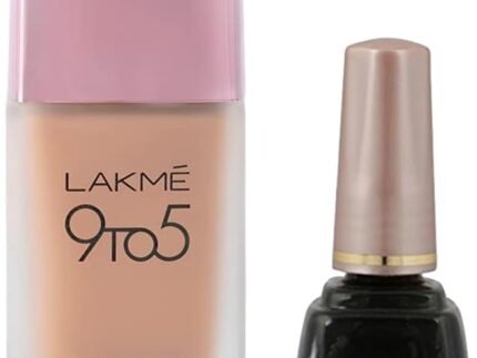 LAKMÉ 9To5 Primer + Matte Perfect Cover Liquid Foundation for combination Skin,Buildable, W240 Warm Beige, 25 Ml And Lakme Insta Eye Liner, Black, 9Ml
