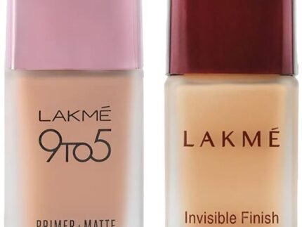 LAKMÉ 9To5 Primer + Matte Perfect Medium Coverage Cream Foundation For All Skin , W240 Warm Beige, 25 Ml And Invisible Finish Spf 8 Foundation, Shade 01, 25 Ml,1 Count