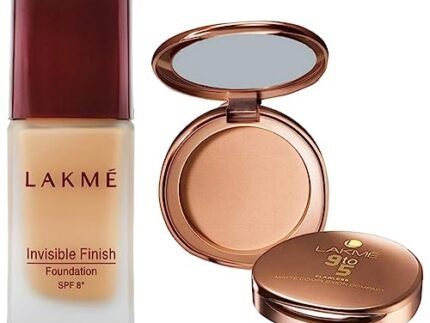 LAKMÉ Invisible Finish Spf 8 Cream Foundation For All Skin Types, Shade 01, 25Ml And 9 To 5 Flawless Matte Light Coverage Complexion Compact, Almond, 8G, 2 Count