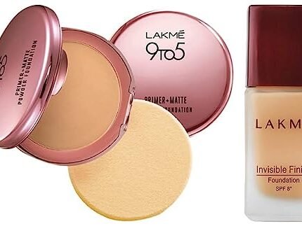 LAKMÉ Invisible Finish Spf 8 Foundation For Acne Prone Skin, Shade 01, 25Ml And Light Coverage 9 To 5 Primer With Matte Powder Foundation Compact, Silky Golden, 9G, 2 Count