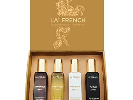 La French Oudh Unisex Eau De Parfum Best Perfume Gift Hamper Set 4 x 20ml for Men & Women | with Adventure Oud, Romance Oud, Al Hisan, Oud Woody | Eau De Perfume Set For Men and Women.