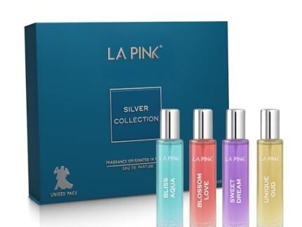 La Pink Perfume Gift Set for Women | Silver Collection Long Lasting Premium Unisex Perfume for Man & Woman | Vanilla, Oud, Citrus & Musky Notes | 4x25ml (Pack of 4)