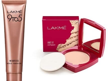 Lakmé 9 to 5 Weightless Mousse Foundation, Rose Ivory, 6g & Face It Compact, Pearl, 9g
