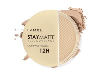 Lamel-Stay Matte Compact Powder №401-Porcelain | Suitable for dry and dehydrated | Oily and combination skin | extremely light formula | 12 hour Longstay| cruelty free | 12gm