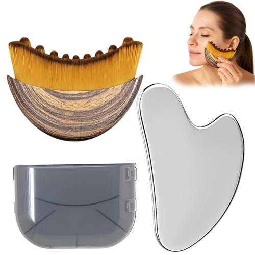 Lymphatic Contour Face Brush, Facial Massage Brush for Makeup Application, Travel Grooming, Face Contour Brush for Women, Brown Lymphatic Contour Face Brush, Facial Massage Brush for Makeup Application, Travel Grooming, Face Contour Brush for Women, Brown