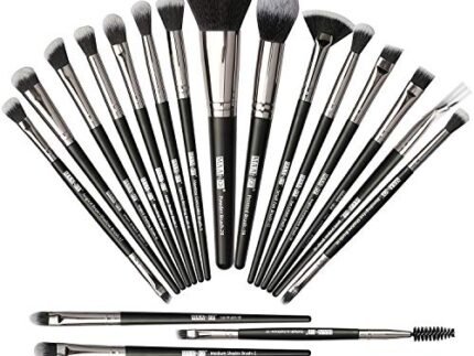 Maange Makeup Brush 20 Pcs Professional Makeup Brushes Foundation Eyeshadow Blush Brush, Travel Kabuki Blending Concealers Face Powder Eye Make Up Brushes Set Kit (Black Silver)