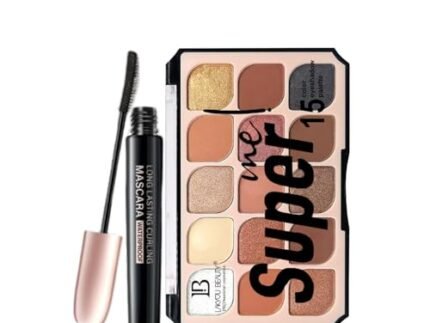 Makeup Combo | Super Me 15 Color Eyeshadow Palette + Long Lasting Curling Mascara Waterproof | Smudge Proof