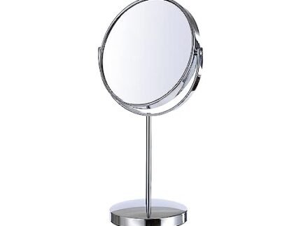 Makeup Mirror Steel Heavy Double Sided Round Tabletop Vanity Mirror with Stand, One Side Magnifying,Diameter 6 inch, Silver