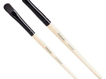 Midazzle Premium Wooden Eye Shadow Brush with Premium Wooden Lip Liner Brush Makeup Brush for Makeup Beauty with Smooth Soft Hair Bristles Natural Handle Grip - Set of 2