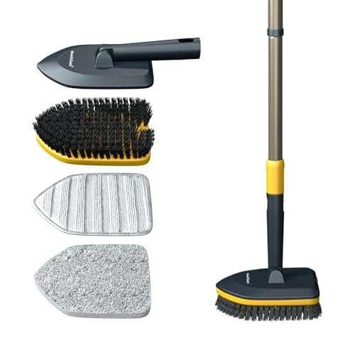 MinuteToCleanIt Bathroom Cleaning Brush with Long Handle, Hard Bristles, Microfiber Pad & Scrubber Combo for Tiles, Floor, Toilet, Window & Glass – 58.2 Inch Extendable Pole, Detachable Head, Yellow MinuteToCleanIt Bathroom Cleaning Brush with Long Handle, Hard Bristles, Microfiber Pad & Scrubber Combo for Tiles, Floor, Toilet, Window & Glass – 58.2 Inch Extendable Pole, Detachable Head, Yellow