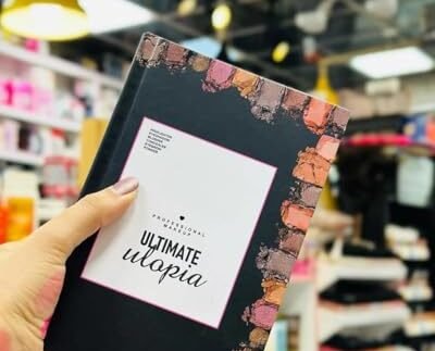 Multipurpose 4-Pages Makeup Book: 6 Highlighters, 6 Blushers, 28 Eyeshadows, Concealer & Eyebrow Powder - Multicolor Palette