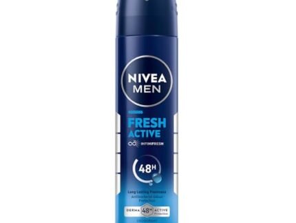 NIVEA Men Fresh Active Deodorant Spray, 150ml | 48 H Active Odour Protection | Long Lasting Smell Deo | Marine Fresh, Lemon and Sandalwood Fragrance | Dermatologically Approved | 150ml