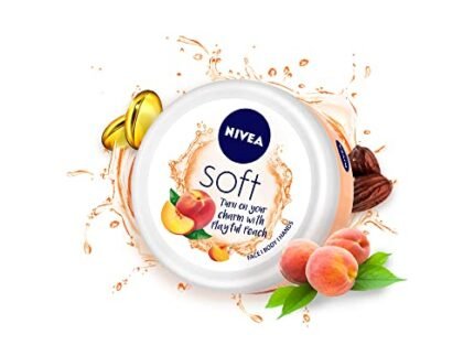 NIVEA Soft Light Moisturizer 100ml | Playful Peach | For Face, Hand & Body, Instant Hydration | Non-Greasy Cream | With Vitamin E & Jojoba Oil | All Skin Types
