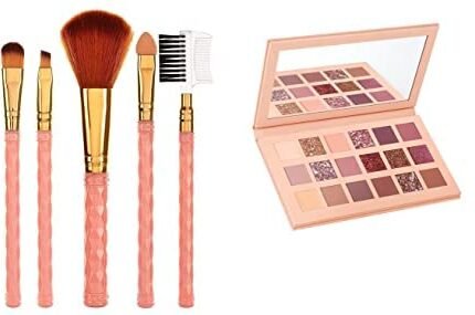 Nude Eyeshadow 18 Color Palette With Makeup Brush Set 5pc (2 Item in 1 Set)