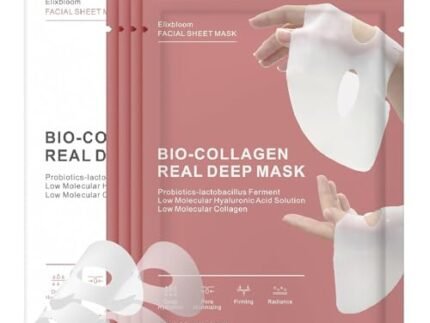 PURE AROMA Bio Collagen Real Deep Sheet Mask | Hydrating & Firming Facial Mask with Low Molecular Collagen, Hyaluronic Acid & Probiotics | Deep Moisturizing, Skin Repair & Radiance | 30g (4 MASK)