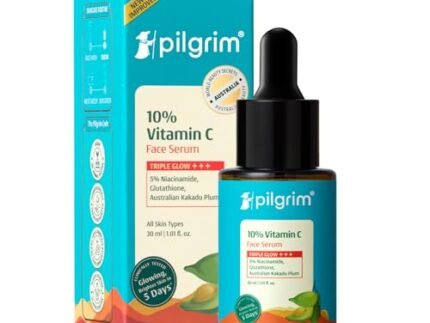 Pilgrim 10% Vitamin C Serum 30ml for Glowing Skin|With 5% Niacinamide, Hyaluronic & Glycolic Acid|Fades Dark Spots, Pigmentation|For All, Oily, Combination, Normal Skin |Beginner Friendly – Men, Women