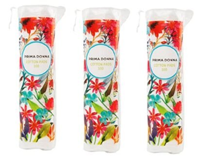 Prima Donna Round Cotton Pads – 100% Natural Cotton, Skin Friendly and Soft Pads – Body Cleansing Disposable Cottons Pads (Pack of 3)