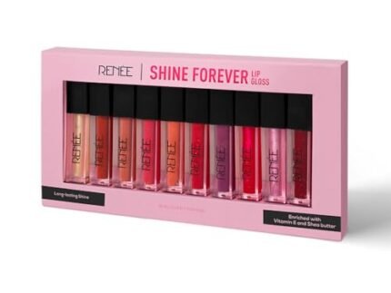RENEE Shine Forever Lip Gloss Combo of 10 l Non-Sticky, Hydrating, Nourishing l Long-lasting, Smooth, Moisturizing Effect l Shea Butter & Vitamin E Infused l Travel Friendly l Ideal Gifting