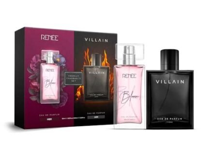 RENEE x VILLAIN Him & Her Premium Eau De Parfum Gift Set 50 ml + 100 ml| Long Lasting Luxurious Perfume Combo for Men & Women| Scent for All Occasions