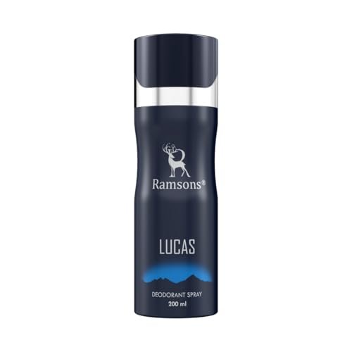 Ramsons Lucas Deodorant for Men – 200ml | TN – Cirtus, Aqua, Herbal, Pine & Green | MN – Floral & Spicy | BN – Woody, Ambery, Musky, Sandal & Vanilla Ramsons Lucas Deodorant for Men – 200ml | TN – Cirtus, Aqua, Herbal, Pine & Green | MN – Floral & Spicy | BN – Woody, Ambery, Musky, Sandal & Vanilla