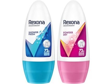Rexona Shower Fresh Underarm Roll On Deodorant (50 ML), and Powder Dry Underarm Roll Deodorant on (50ML), Long-Lasting 72 Hours Odour Protection | Alcohol-Free Formula, Dermatologically Tested | (Combo of 2)
