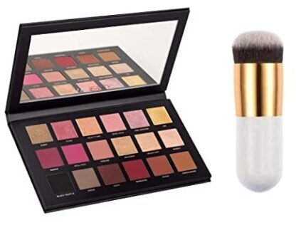 Rosegold Eye Shadow Palette(18 Shade in 1 Kit) With White Foundation Professional Makeup Brush set
