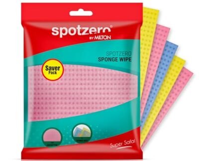Spotzero By Milton Sponge Wipe, Pack of 5, Kitchen Cleaning Cellulose Sponge Wipes, Easy to Clean Multipurpose, Reusable, Super-Absorbed, Biodegradable & Multicolor