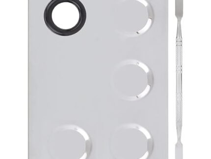 Stainless Steel 4 Paint Wells Palettes with Lid Cosmetic Foundation Palette (Set of 1, Silver)