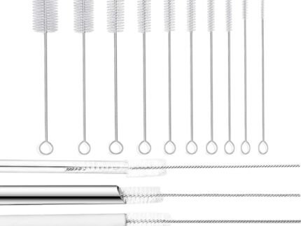 Straw Cleaning Brush Stainless Steel Nylon Cleaner Brushes for Long Straw with Tiny Brush for Straw Sipper (Pack of 10)
