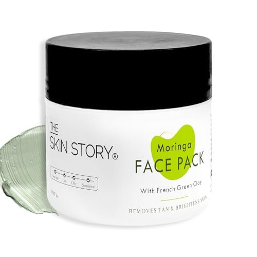 The Skin Story Hydrating Moringa Face Pack 100gm | French Green Clay Formula for Deep Cleansing, Detoxification, Brightening & Removes Tan Facial Mask | Moringa & Vitamin E | for Oily Skin The Skin Story Hydrating Moringa Face Pack 100gm | French Green Clay Formula for Deep Cleansing, Detoxification, Brightening & Removes Tan Facial Mask | Moringa & Vitamin E | for Oily Skin