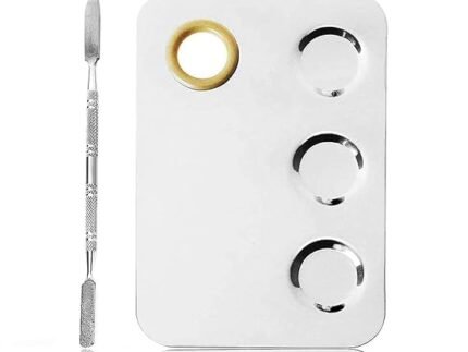 VALUEDEAL Cosmetic Makeup Palette, Premium Stainless Steel Metal Rectangle Makeup Mixing Palette with Spatula Artist Tool for Mixing Foundation/Eye Shadow/Eyelash/Lipsticks/Nail Art, Silver