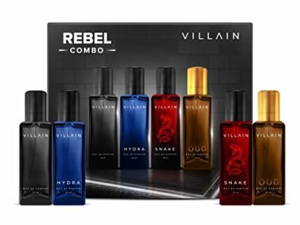 Villain Rebel Luxury Gift Hamper for Men EDP Pocket Perfume for Man | Long Lasting Smell 4x20ml | All-Day & All Occasions Fragrances Combo Perfume Set | Eau De Parfum for Birthday, Wedding Gift for Men