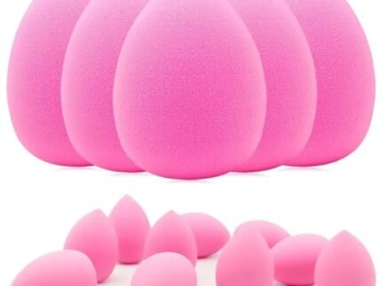 12 Pieces Professional Makeup Sponge Set,Latex Free Flawless Soft Setting Face Puffs,Makeup Blending Sponge Cosmetic Applicator for Powder,Liquid,Facial Makeup Tools (12 pink)