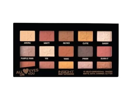INSIGHT All Eyes On You Eyeshadow Palette (17 g) | Mix of 15 Matte, Shimmer & Metallic Shades | Smooth Texture | Intense Pigment | One Stroke Payoff | Transfer Proof | Long Lasting | Easy Blending | Beginner Friendly Eye Makeup Kit