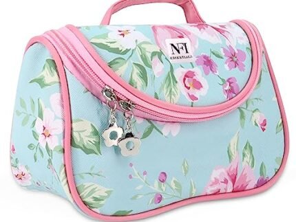 NFI essentials Makeup Pouch Floral Print Cosmetic Pouch Vanity Case Jewellery Pouch Stationery Pencil Case Travel Organiser Travel Pouch Bridal Gift