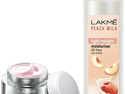 LAKMÉ Absolute Perfect Radiance Skin Brightening Day Creme, Light, 50G And Lakme Moisturizer Body Lotion, Peach Milk, 200Ml
