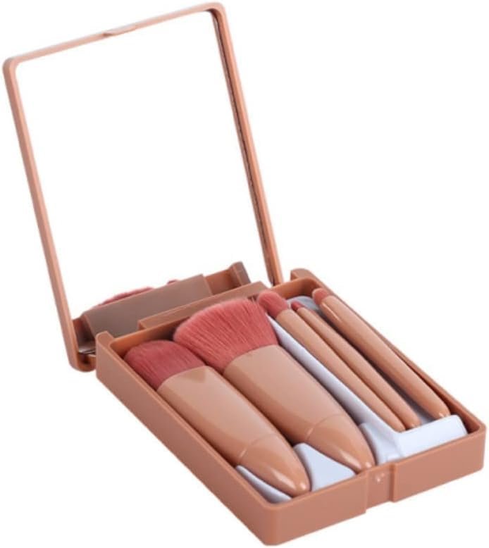 Professional 5 in 1 Mini Makeup Brush Kit with Mirror Face Eye Shadows Blush Cosmetic Case Set Foundation Blending Brushes Travel Kit Cleanser Tools for Women Girls Female Professional 5 in 1 Mini Makeup Brush Kit with Mirror Face Eye Shadows Blush Cosmetic Case Set Foundation Blending Brushes Travel Kit Cleanser Tools for Women Girls Female