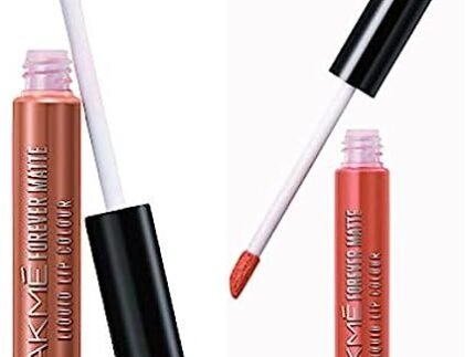 LAKMÉ Forever Matte Liquid Lip Colour, Nude Latte, 5.6ml & Lakme Forever Matte Liquid Lip Colour, Orange Tango, 5.6 ml