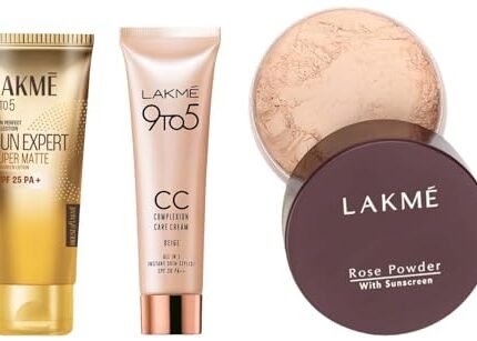 LAKMÉ Pond’s Light Moisturizer & Lakme 9 To 5 Cc Cream Mini, 01 – Beige, 9 G & Lakme Rose Loose Face Powder for Oily Skin Type, Matte Finish, 40G