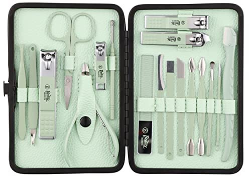Beauté Secrets Nail Cutter Set, 18 Pieces Grooming Kit (Eyebrow Razor, Tweezer, Hair Plucker, Baby Nail Cutter, Ear Cleaner,Nail Cleaner,) Pedicure Gift for Men and Women (Green) Beauté Secrets Nail Cutter Set, 18 Pieces Grooming Kit (Eyebrow Razor, Tweezer, Hair Plucker, Baby Nail Cutter, Ear Cleaner,Nail Cleaner,) Pedicure Gift for Men and Women (Green)