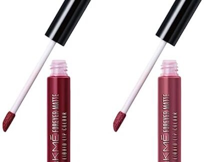 LAKMÉ Forever Matte Liquid Lip Color, Red Sangria, 5.6 ml and Forever Matte Liquid Lip Colour, Nude Pink, 5.6 ml, Matte Finish
