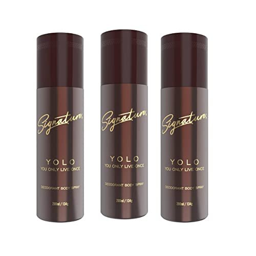 Signature Yolo Deodorant Woody Spicy Long Lasting Fragrance for Men and Women, Unisex Combo Pack of 3 (200 ml x 3) Signature Yolo Deodorant Woody Spicy Long Lasting Fragrance for Men and Women, Unisex Combo Pack of 3 (200 ml x 3)